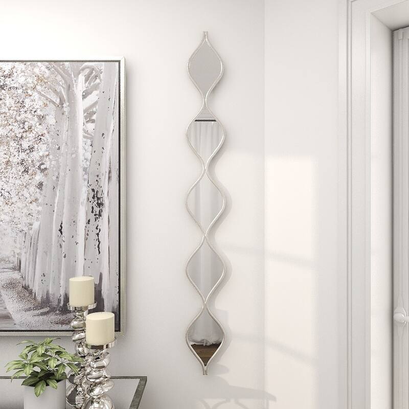 Metal Slim Stacked Chain 5 Layer Wall Mirror with Various Pattern and Foil Detailing - Silver, Gold, or Black