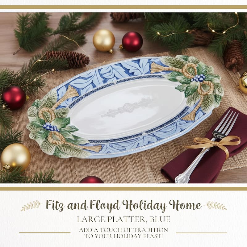 Fitz and Floyd Holiday Home Large Platter - 17" x 10.25"