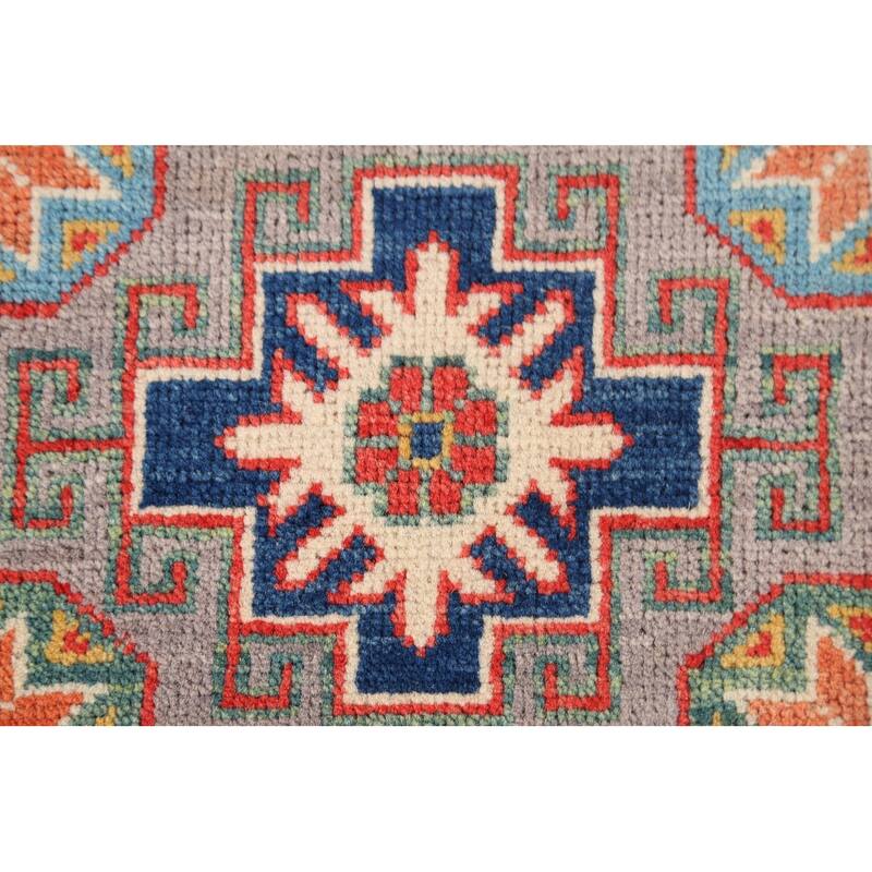 Geometric Kazak Oriental Accent Rug Handmade Wool Carpet - 2'0"x 3'1"