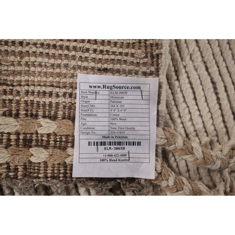 Earth Tone Moroccan Oriental Area Rug Handmade Wool Carpet - 6'0"x 9'4"