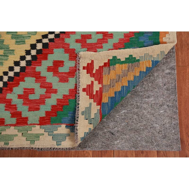 Kilim Oriental Area Rug Flatweave Multi-Color Wool Carpet - 5'10" x 8'7"