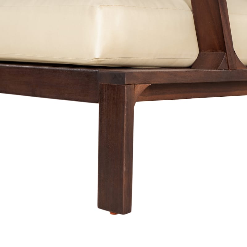 Scott Living Doris 4 Piece Outdoor Slat Design Acacia Wood Upholstered Seating Set