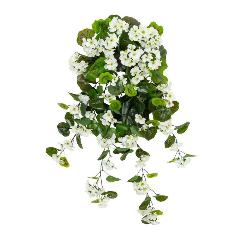 29-in UV Resistant Artificial Geranium Hanging Plant - Set of 2