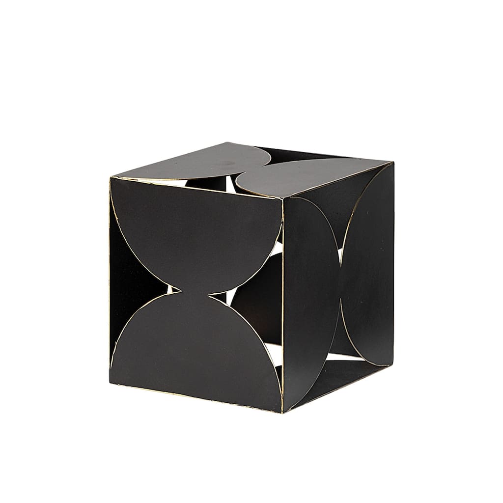 Contemporary Black Metal Geo Cube Sculpture