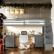 preview thumbnail 13 of 22, Solid Pine Wood Frame Loft Bed With Underneath Space And Stable Staircase, Twin Size Loft Bed With Desk And Drawers Grey