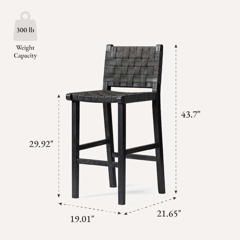 Maven Lane Noah Kitchen Dining Stool with Vegan Leather