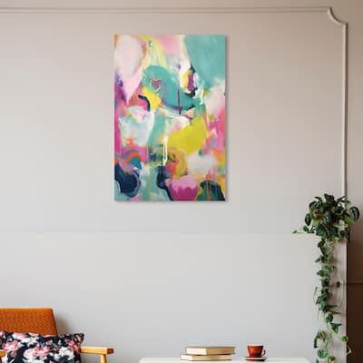 Wynwood Studio Abstract Sweet Smelling Garden Pink and Turquoise Modern & Contemporary Wall Art Canvas Print
