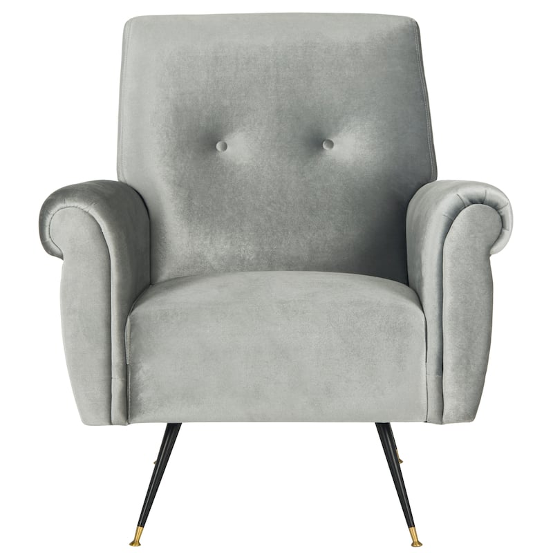 SAFAVIEH Mid-Century Modern Glam Mira Velvet Light Grey Club Chair - 32" W x 29" D x 37" H