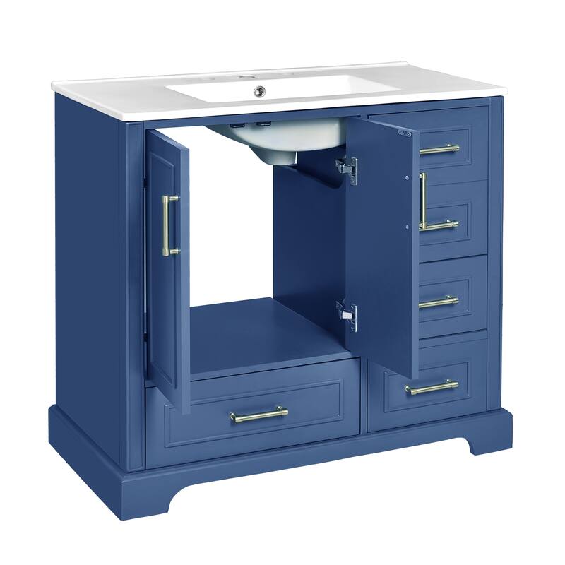 36" Traditional Bathroom Vanity with Ceramics Sink