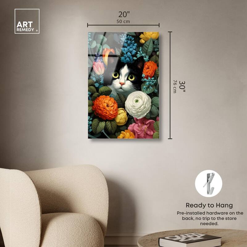 Secret Garden Cat Acrylic by Art Remedy, Ready to Hang