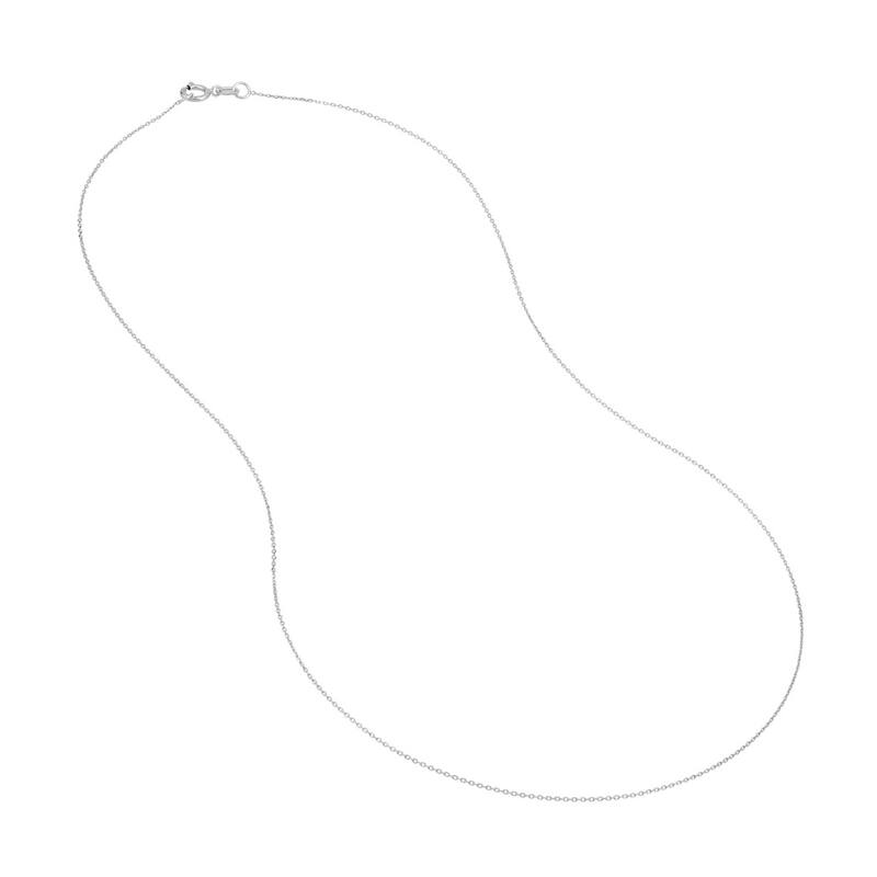 Curata 14k White Gold 0.65mm Diamond Cut Cable Chain Necklace (Spring Ring)