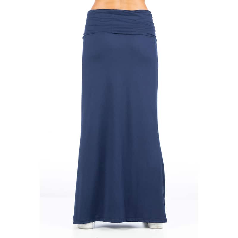24seven Comfort Apparel Womens Comfortable Foldover Maxi Skirt