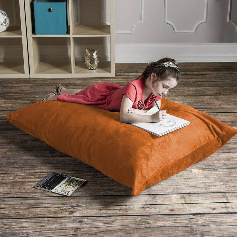 Solid Kids Microsuede Pillow Bean Bag - 44" - Mandarin Orange