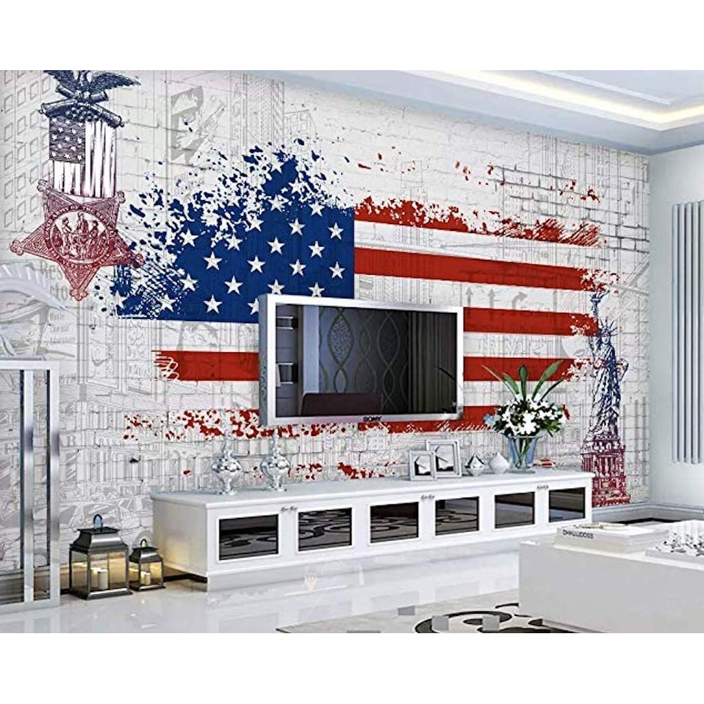 GK Wall Design USA Flag City Statue of Liberty Peel&Stick Wallpaper