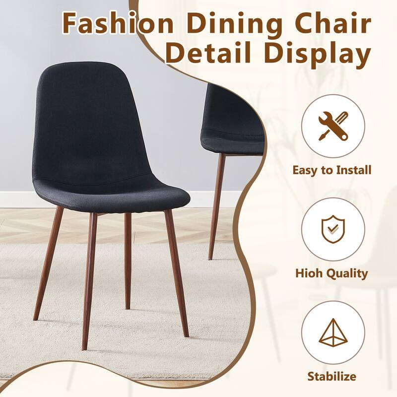 5-piece Natural and Black Spliced Round Dining Table Set with Double-Layer Storage Shelf, Anti-Slip Feet