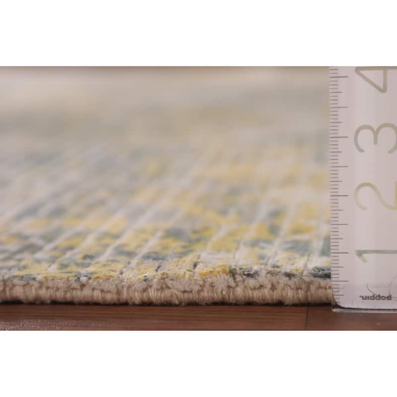 All-Over Striped Abstract Modern Area Rug Handmade Wool Carpet - 5'5" x 7'5"