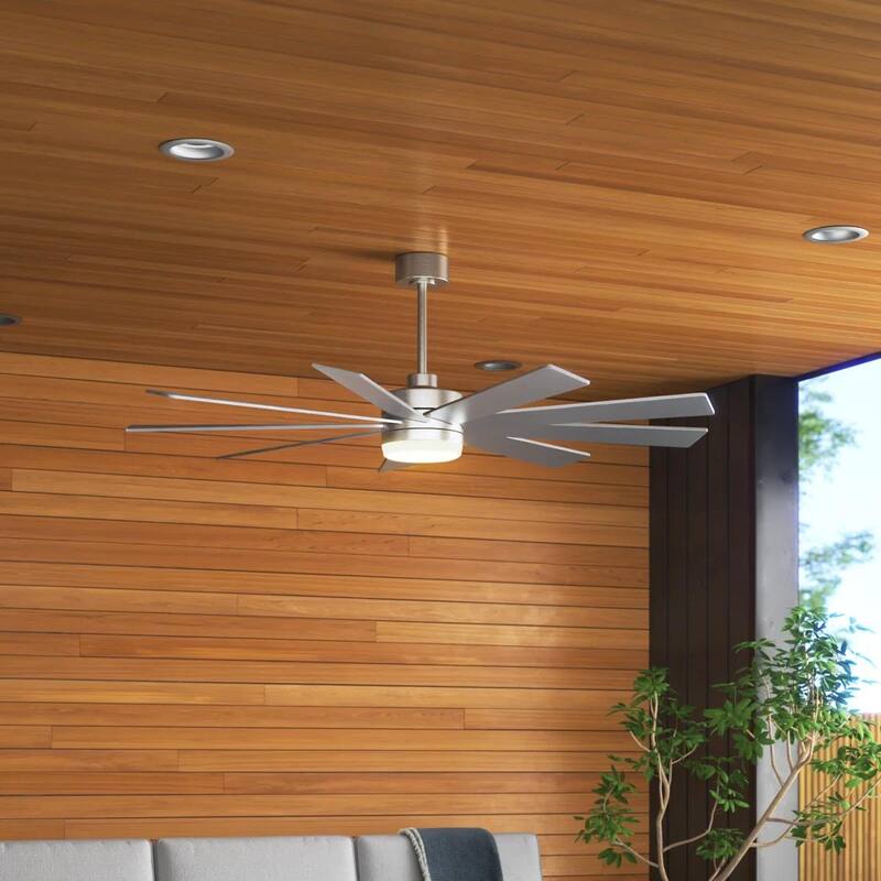 MLiAN DC Motor Indoor Ceiling Fan with Light and Remote - Sliver/Nickel - 72''