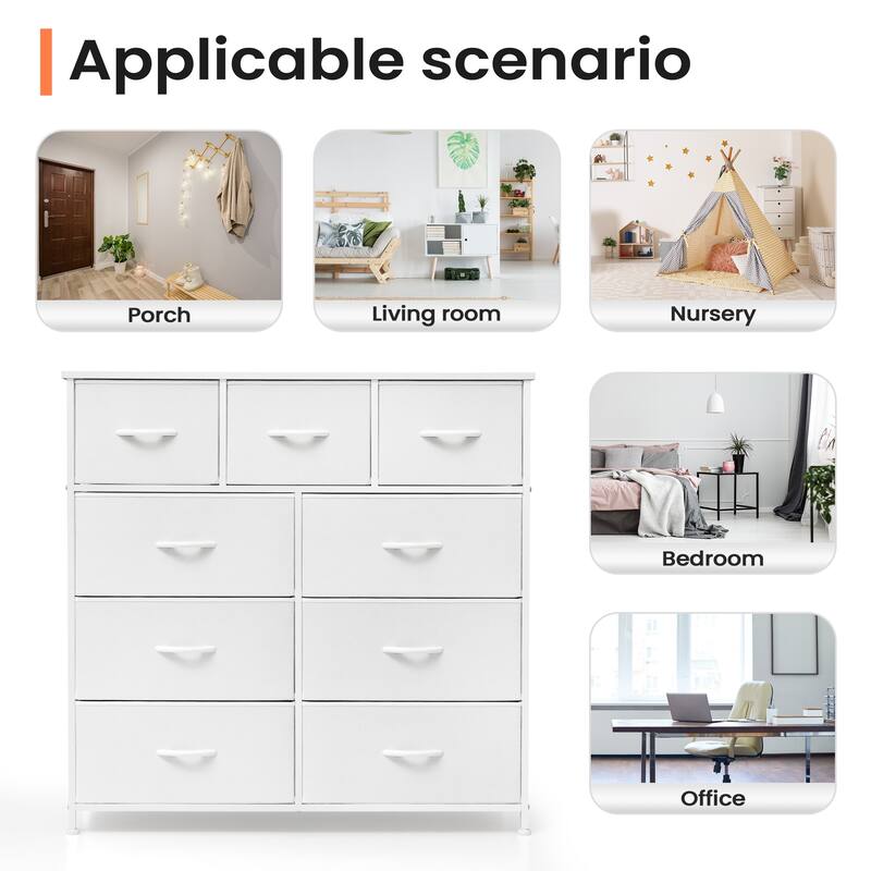 Pellebant Fabric Wide Dresser Storage Tower with 9 Drawers