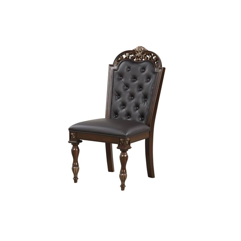 Brown/Black Faux Leather Upholstered Metal Frame Dining Chair, Sturdy Dining Chair for Dining Rooms - 20.5