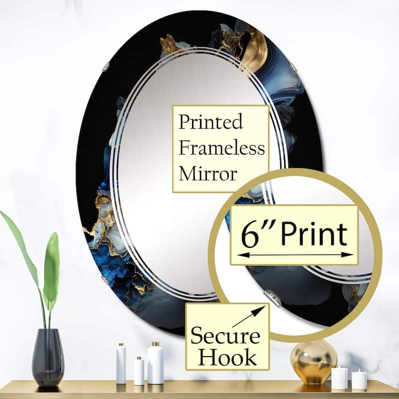Designart 'Abstract Geode Marble Blue II' Printed Abstract Marble Wall Mirror