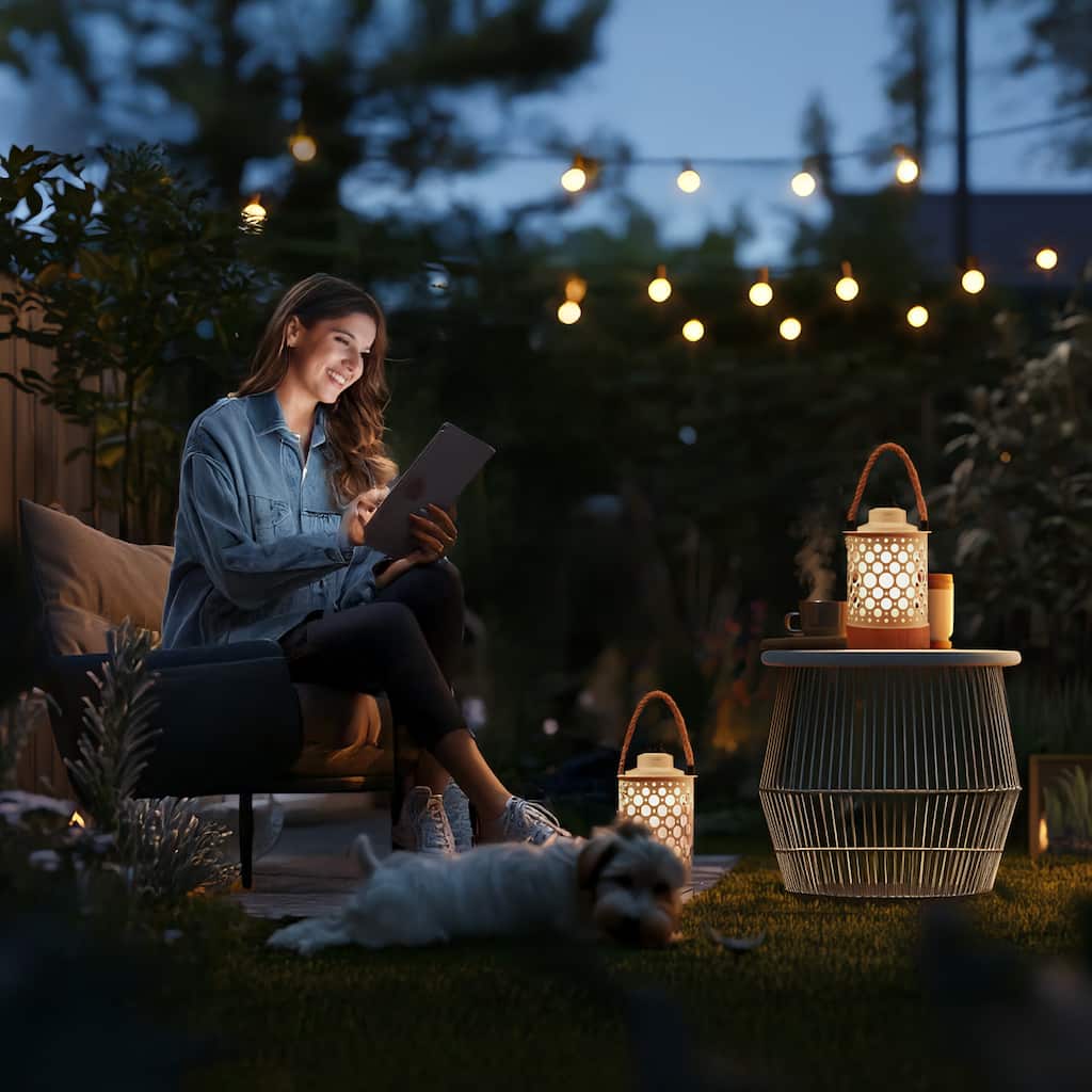 Kibun by Bulbrite Stargaze Cordless LED Outdoor Table Lamp with Dimmer, 3-Level Brightness with Dual Power Source