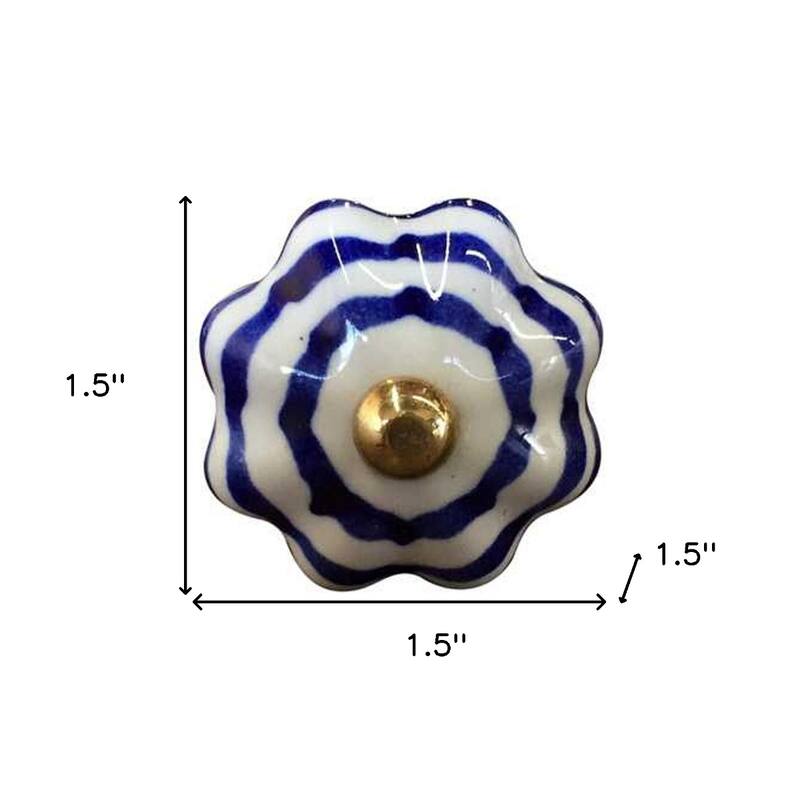 Decorative Flower Theme Ceramic Cabinet Knobs 12 Pieces with Backplate for Living Room Drawers - 1.5” x 1.5” x 1.5”