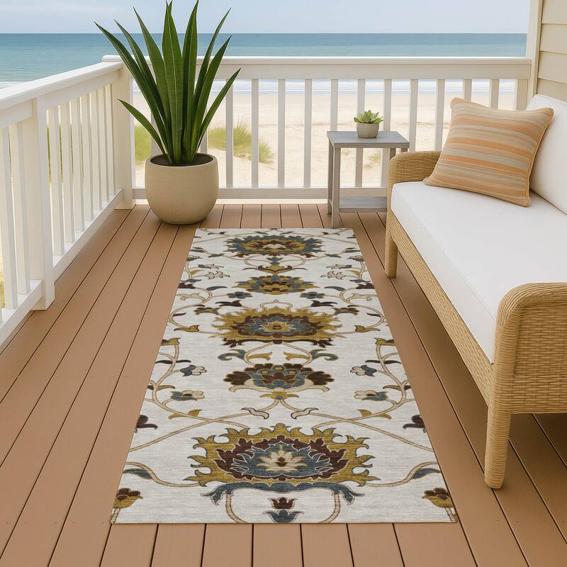 Machine Washable Indoor/ Outdoor Traditional Luna Chantille Rug - Ivory - 2'3" x 7'6"