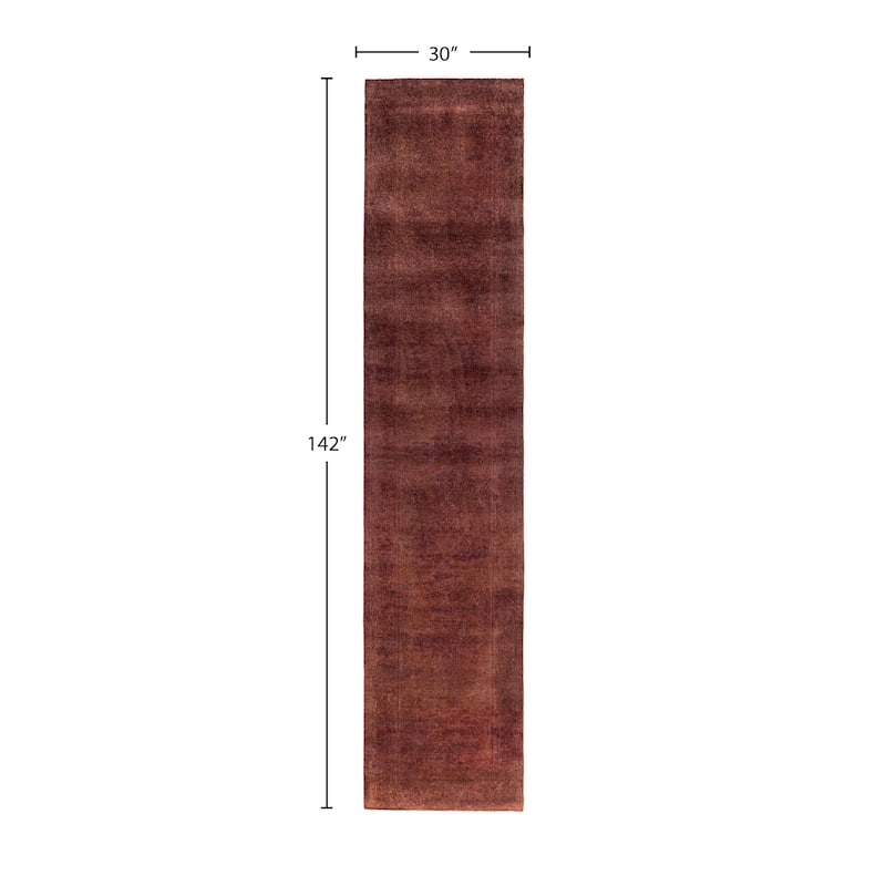 Overdyed One-of-a-Kind Hand-Knotted Runner Rug - Pink - 2' 6" x 11' 10"
