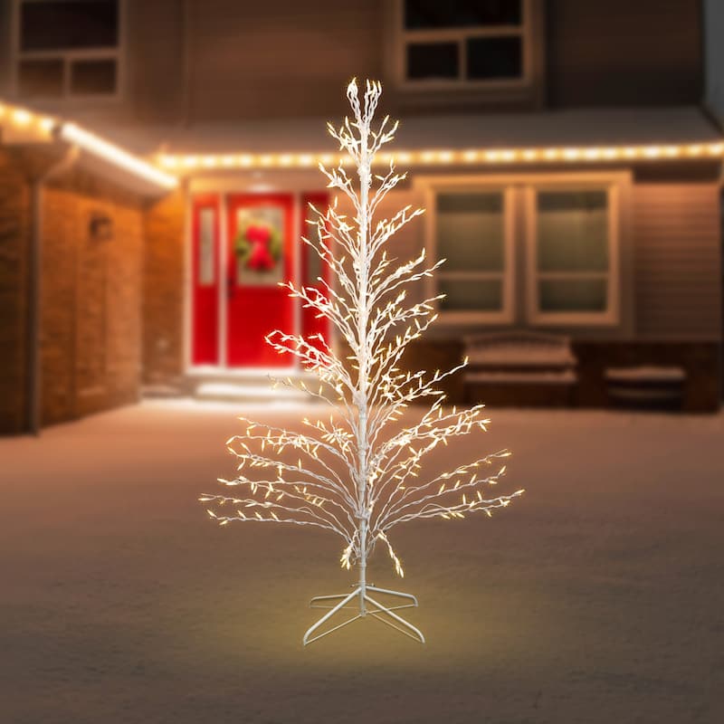 6' White Lighted Christmas Cascade Twig Tree Decoration Clear Lights