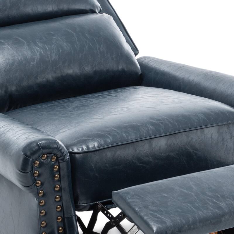 Mid-Century Nailhead PU Leather Linen Recliner
