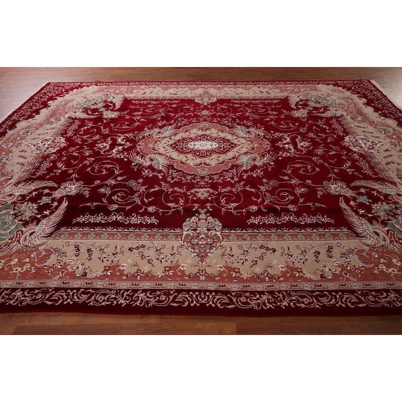 Victorian Style Red Kashan Turkish Rug Machine Made Bedroom Carpet - 9'8" x 13'1"