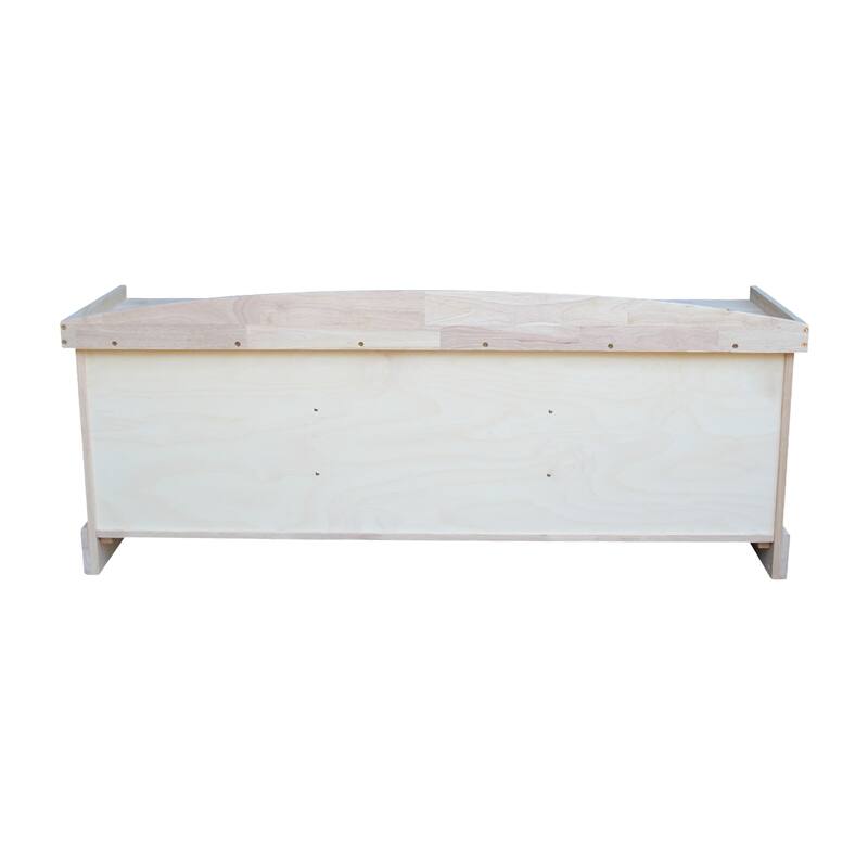 Unfinished Solid Parawood Storage Bench with Three Compartments