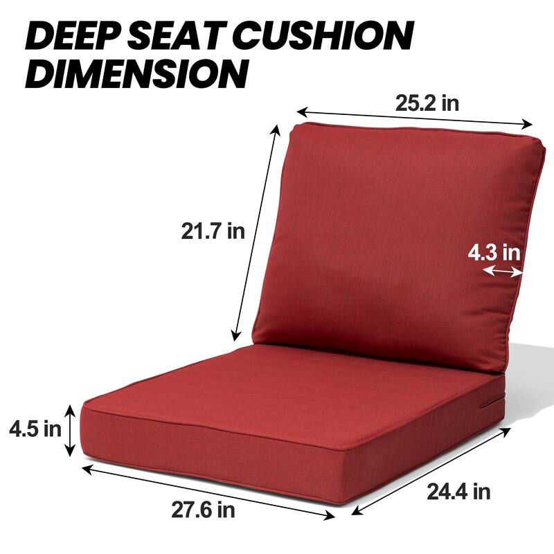 27.6 in W * 24.4 in D Outdoor Patio Deep Seat Cushion Chair Set