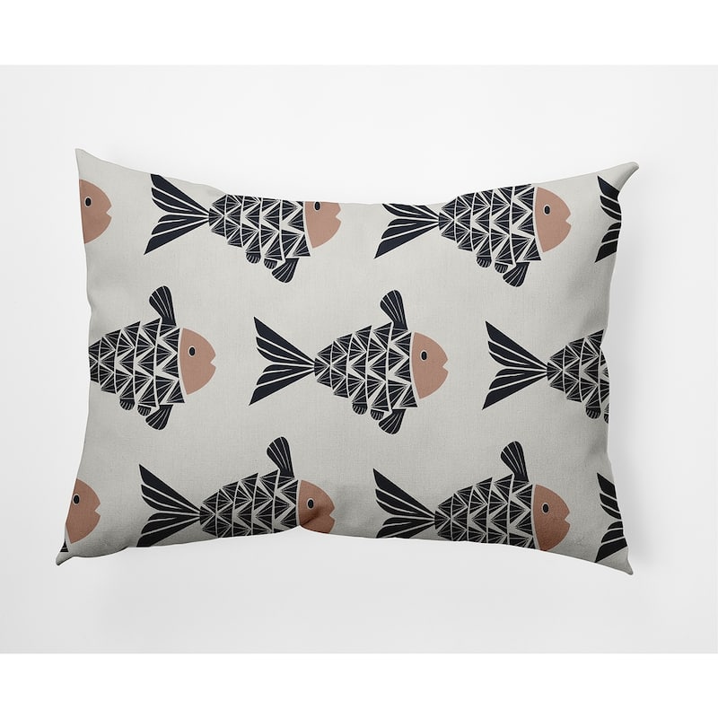 Fish Tales Nautical Indoor/Outdoor Throw Pillow - Mauve - 14" x 20"