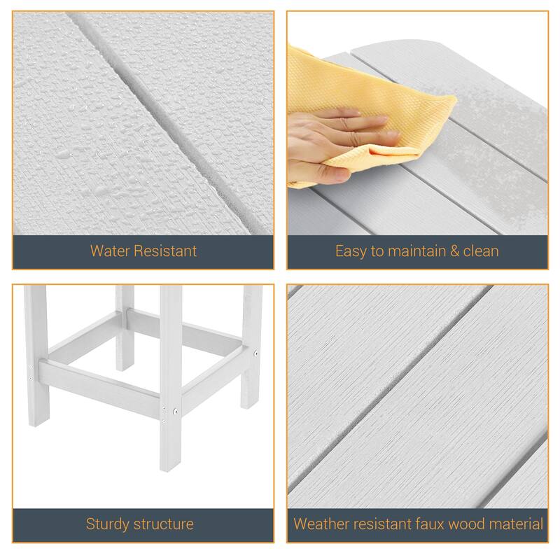 LIVOOSUN Patio Adirondack Plastic Wood Outdoor Side Table for Deck