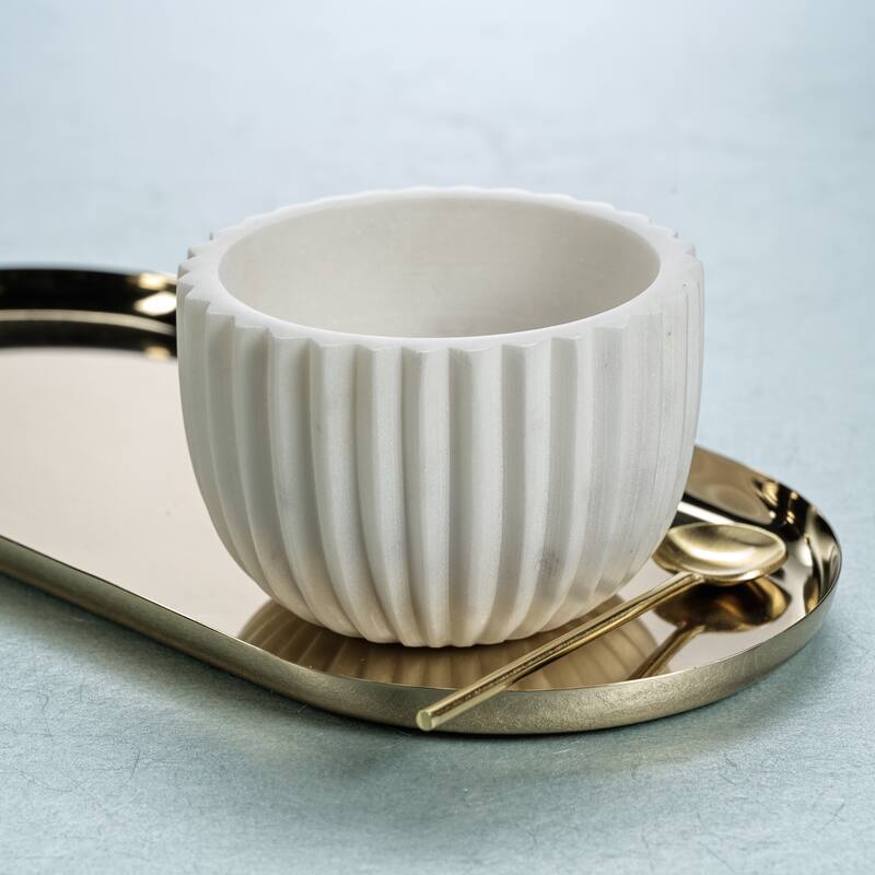 Mulhouse Ribbed Marble Bowls, Set of 2