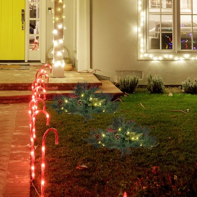 HOMCOM 2 ft. 2-Pack Small Outdoor Christmas Trees with Lights