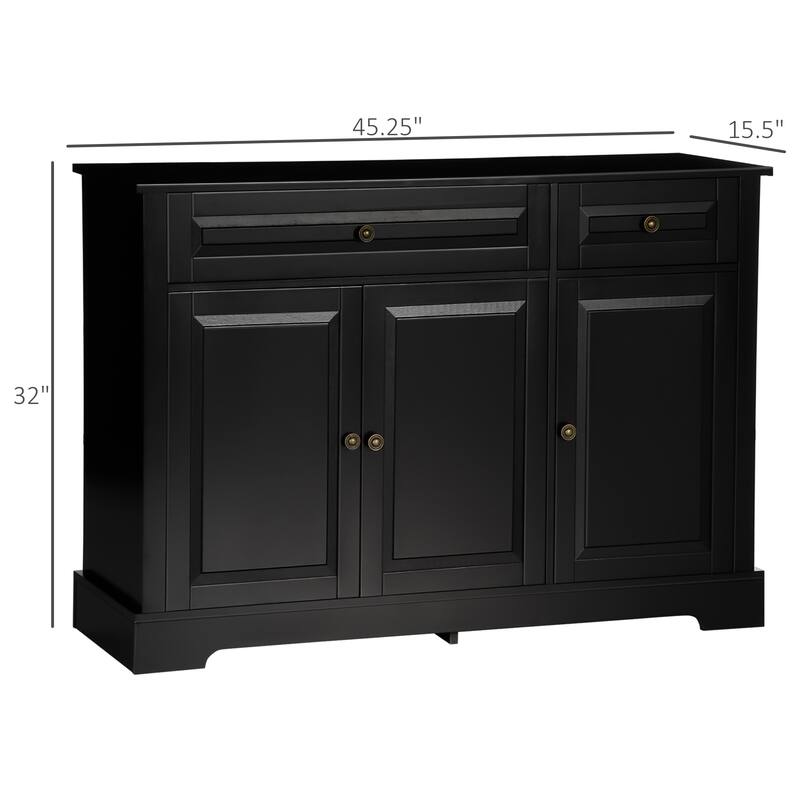 Kitchen Buffet Cabinet with Adjustable Shelves & Two Drawers for Dining Room or Kitchen Storage