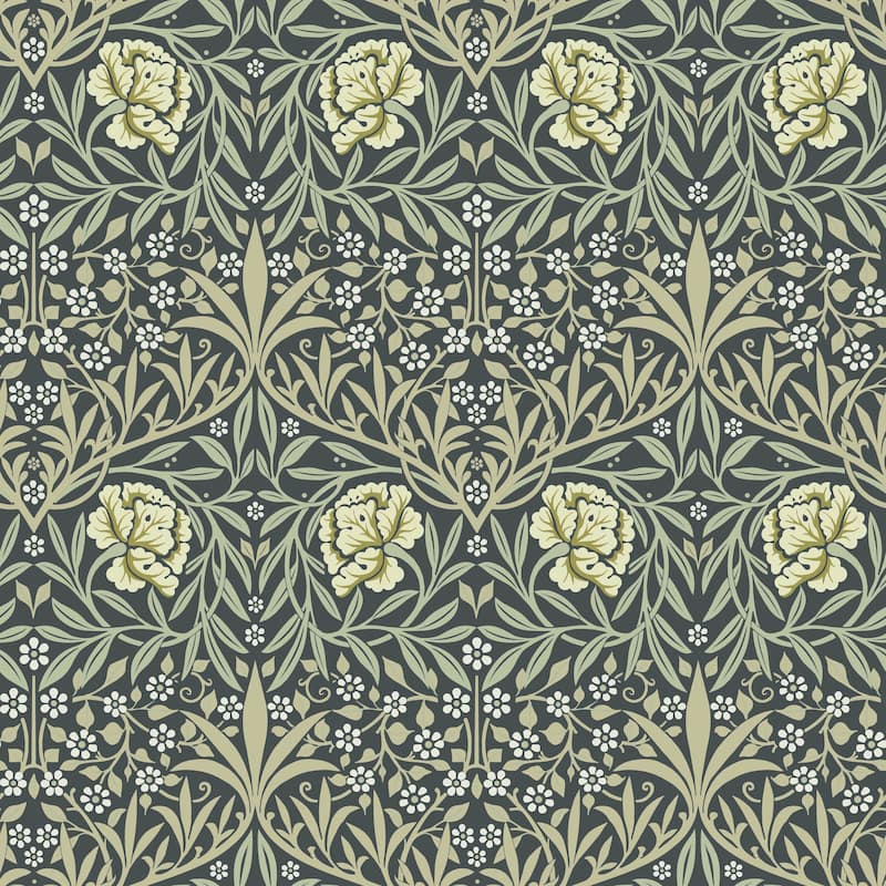Oxford Union Sea Green Floral Vines Wallpaper