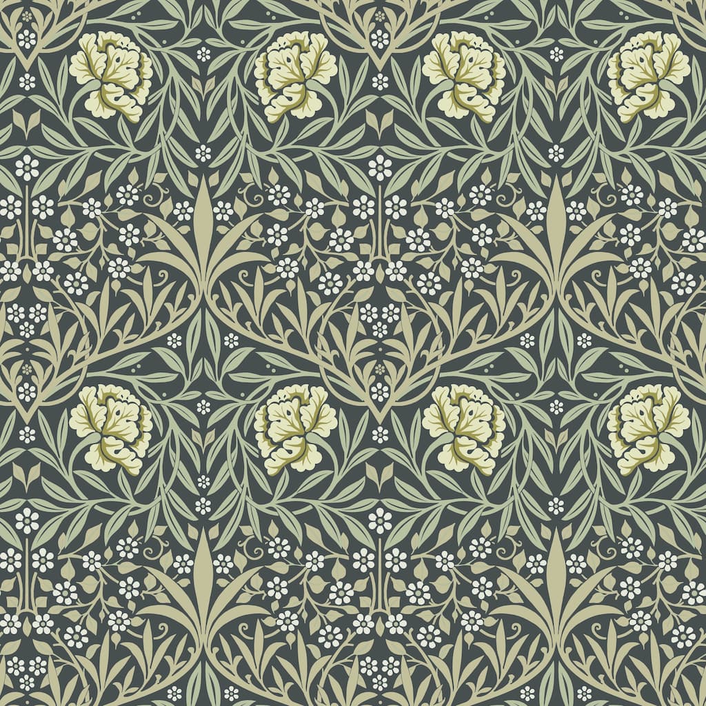 Oxford Union Sea Green Floral Vines Wallpaper