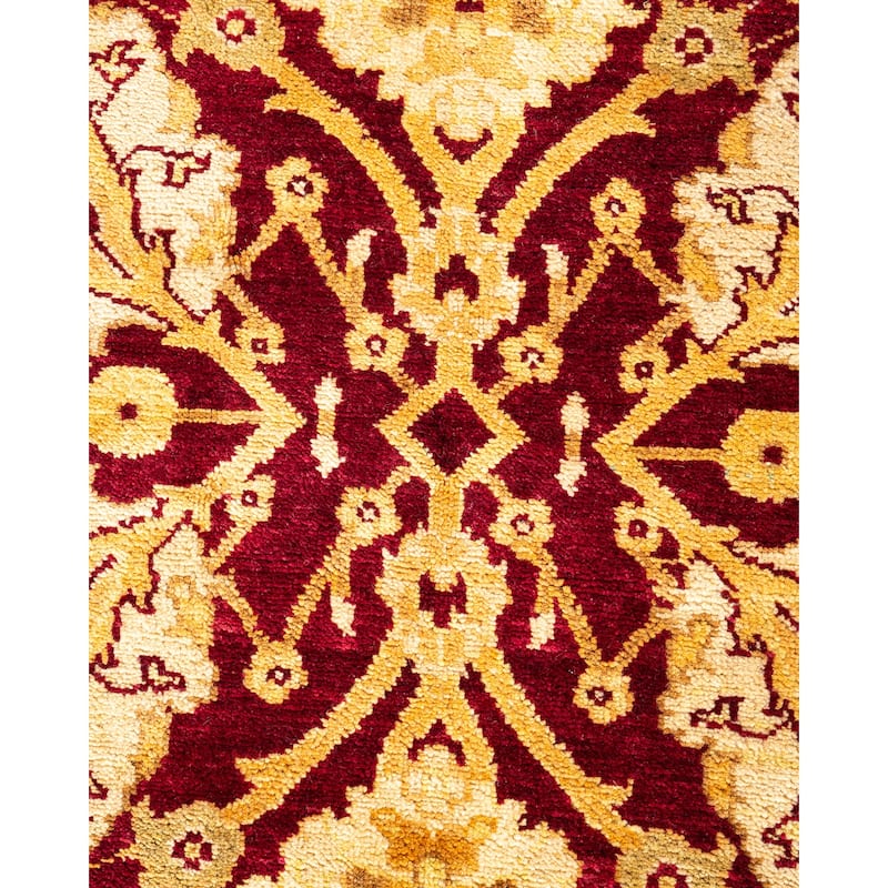 Overton Hand Knotted Wool Contemporary Oriental Red Area Rug - 5' x 8'