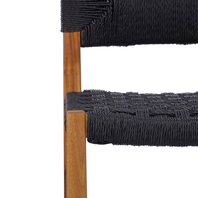 Christopher Knight Home - Modern Acacia Wood Outdoor Bar Stools with Teak Finish and Wicker Back Patio Chairs