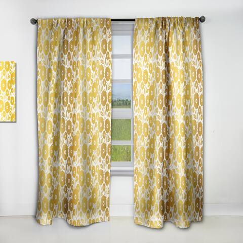 Designart 'Golden Floral I ' Mid-Century Modern Blackout Curtain Single Panel