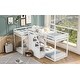 preview thumbnail 3 of 16, Pine Wood Quad Twin L-Shaped Bunk Bed, Middle Staircase, Storage, Space-Saving