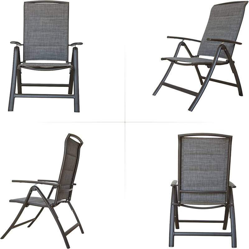 GDFStudio - Darien Folding Reclining Patio Chairs Set of 2 with Adjustable High Backrest and Aluminium Frame