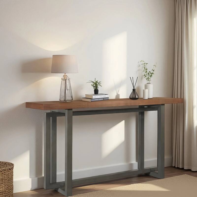 Narrow Console Table, 59" Long Entryway Table, Rectangular Couch Tables Behind Sofa, Accent Tables