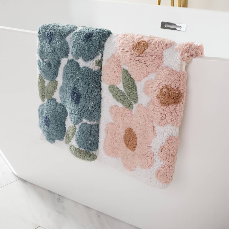 Becky Cameron 100% Cotton Floral Patterned Bath Mat