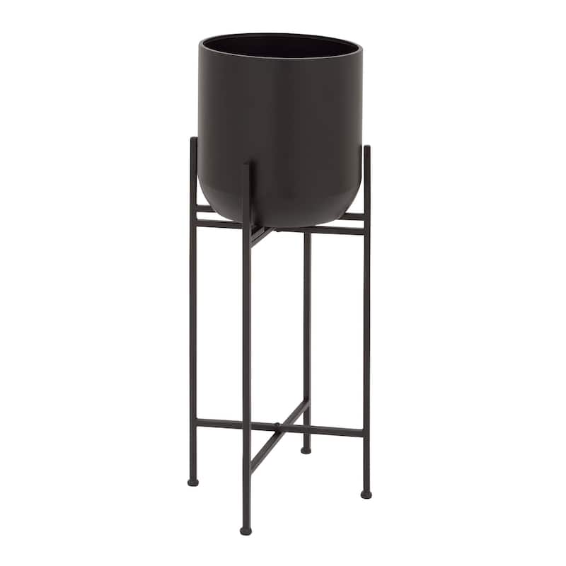 Metal Indoor Outdoor Planter with Removable Stand - Black - Roche River Decor