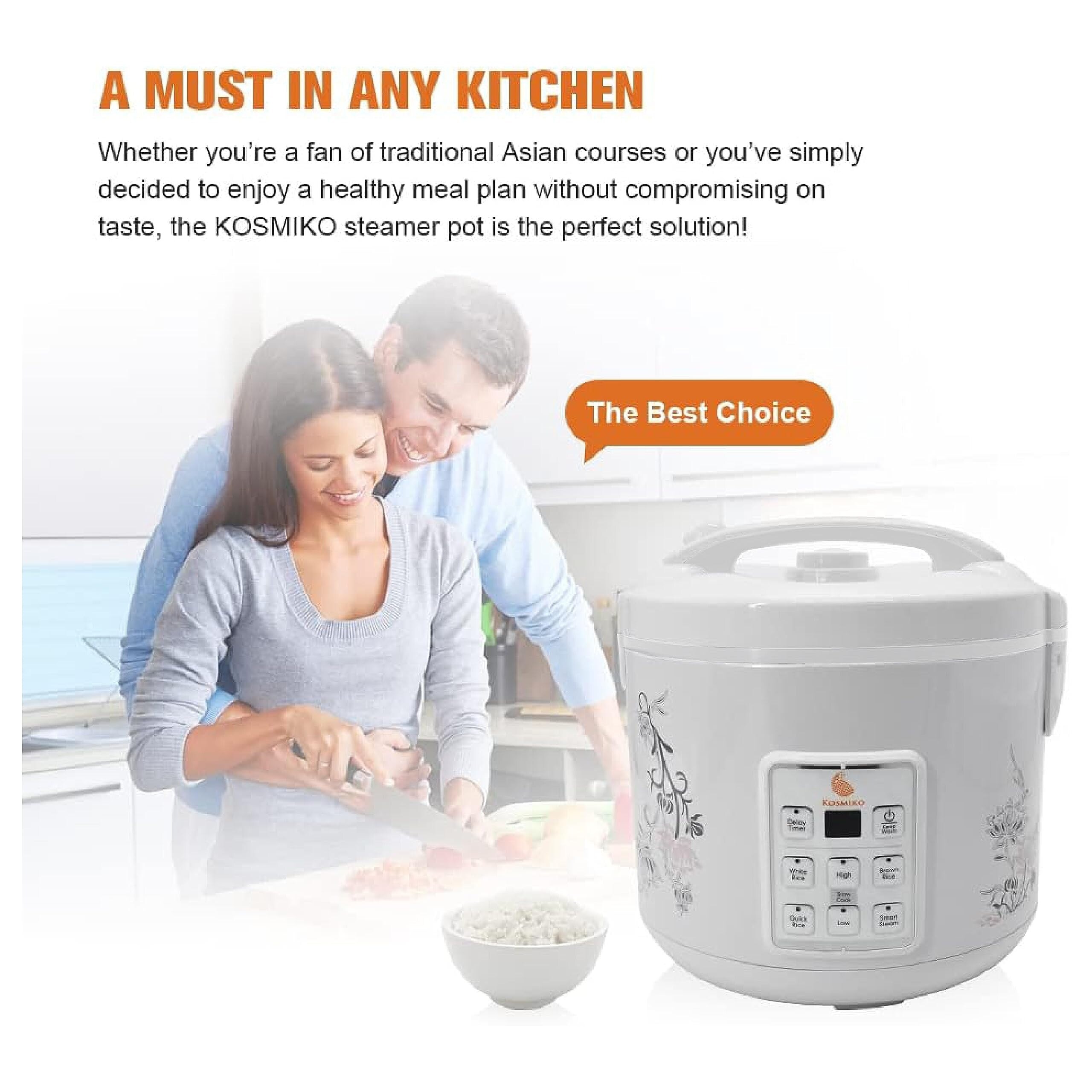 10-Cup Rice Cooker with Steamer (20-Cup Cooked)