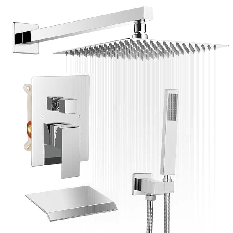 WIZ 3-Spray 10 in. Wall Mount Shower Head System Shower Faucet - Polished Chrome